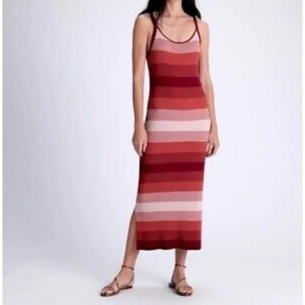 Banana Republic Ombre Ribbed Midi Dress - Pink Multicolor - Size Small